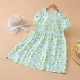 thumbnail image 4 of Amidoa Girls Summer Dresses Puff Sleeve A-Line Short Sleeve Floral Print Dresses Casual Kids Print Cotton Sundress White Size 10, 4 of 5