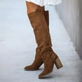 thumbnail image 6 of Willtoo Women's Thigh High Boots Fashion Casual Suede Over The Knee Block High Heels Long Sexy Pointed Toe Tall Boots for Women Ladies Coffee US-7（EU-38）, 6 of 9