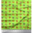 thumbnail image 1 of Soimoi Green Silk Fabric Dog Face Cartoon Print Sewing Fabric Yard 42 Inch Wide, 1 of 3
