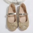 thumbnail image 2 of Rexoro Girls' Mary Jane Flats Kid Party Dress Shoes Princess Girl Shoes with Bow & Decor for Wedding Birthday Gold Glitter 11 Little Kid, 2 of 6