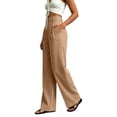 thumbnail image 6 of TFEOQRY Womens Pleated High Waist Suit Pants with Pockets Solid Color Draped Business Casual Straight Wide Leg Pants, 6 of 6