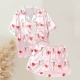 thumbnail image 5 of Xmyrz Lounge Sets For Women Pajama Set Button Down Lapel Print Lightweight Short Sleeve Shorts Set Loungewear Likable Bunny Pj'S Sleepwear Outfit, 5 of 5