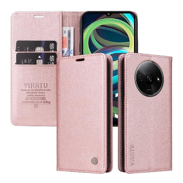 Funda para Xiaomi Redmi A3 Estuche de Cuero PU Tipo Cartera con Ranuras para Tarjetas y Cierre Magnético