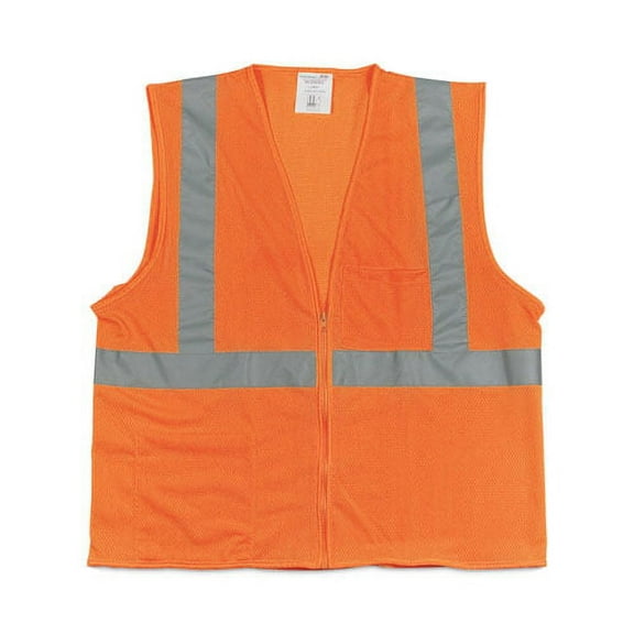 Zipper Safety Vest, X-Large, Hi-Viz Orange | Bundle of 10 Each