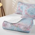 thumbnail image 4 of Manfei Romantic Cherry Blossom Twin Quilt Set,Cute Stars Twin Coverlet Set,Light Blue Pink,Pink Reversible,2pcs,1 Bedspread and 1 Pillowcase, 4 of 7