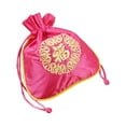 thumbnail image 1 of Drawstrings Bag Fu Word Embroidered Multipurpose Elegant Service Life Reusable Household Gift Bags Jewellery Folding Artsy Pouches Wedding Household Rose red, 1 of 9