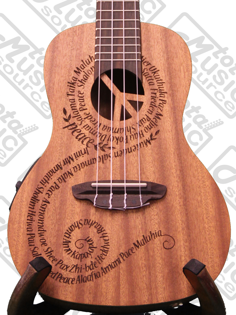 Luna Mahogany Series Maluhia Peace Acoustic-Electric Concert Ukulele W/Gigbag,Tuner & PC, UKE MALU EL PACK