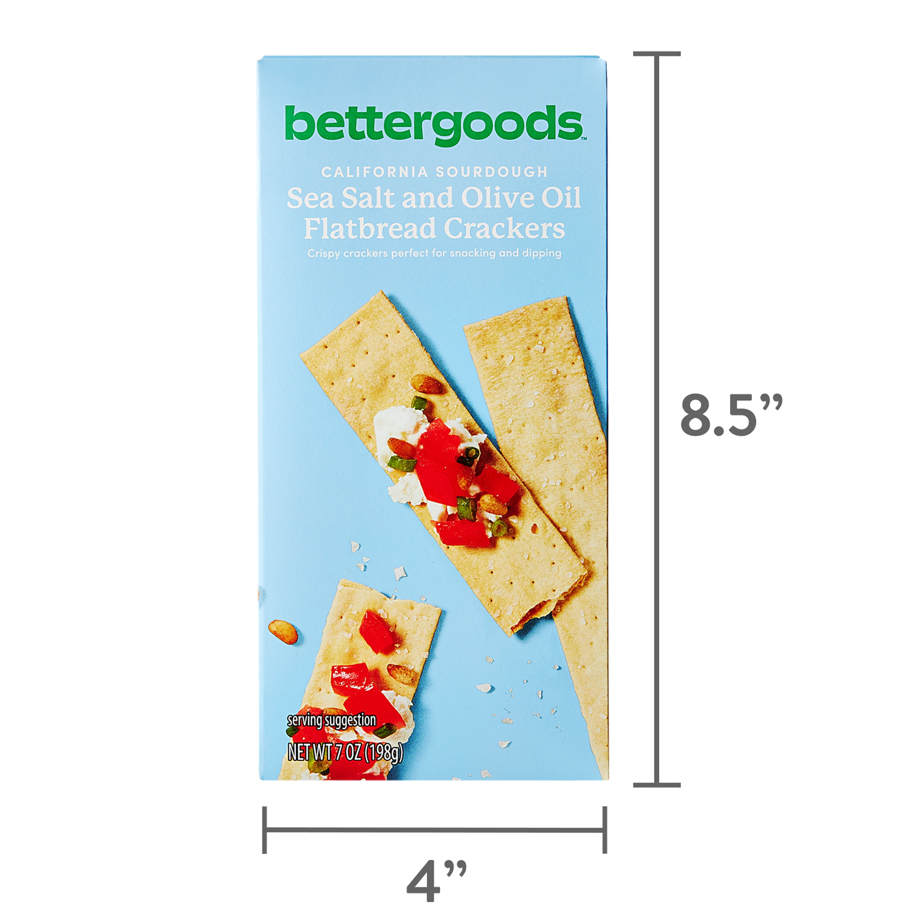 bettergoods California Sourdough Sea Salt and Olive Oil Flatbread Crackers, 7 oz