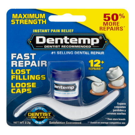 Dentemp Maximum Strength Lost Fillings and Loose Caps Repair, Instant Pain Relief, Dentist Used and Recommended, 12 (Best Dental Filling Repair Kit)