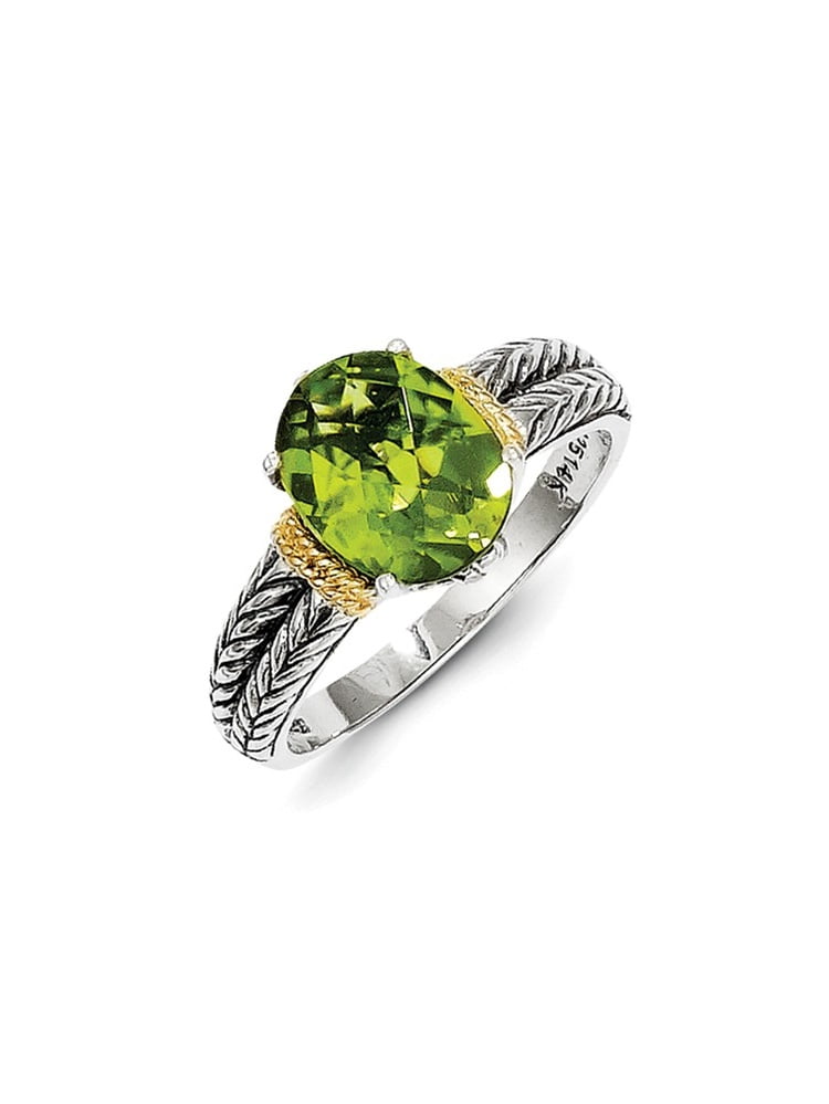 14K Yellow Gold with Peridot Ring Size-8 by