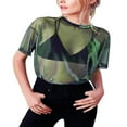 thumbnail image 1 of Femmes Transparentes Casual Crop Tops Manches Courtes T-Shirt Blouse Tops, 1 of 5