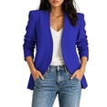 thumbnail image 4 of Sahpxhe Blazers for Women Collarless Open Front Long Sleeve Trendy Slim Fit Suit Jacket Lightweight Office Professional Workwear Blue XXXL, 4 of 9