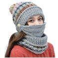 thumbnail image 2 of Cheers.US 3Pcs/Set Warm Thick Knitted Beanie Hat Scarf and Mask Set Slouchy Snow Knit Cap Infinity Scarves for Women, 2 of 7