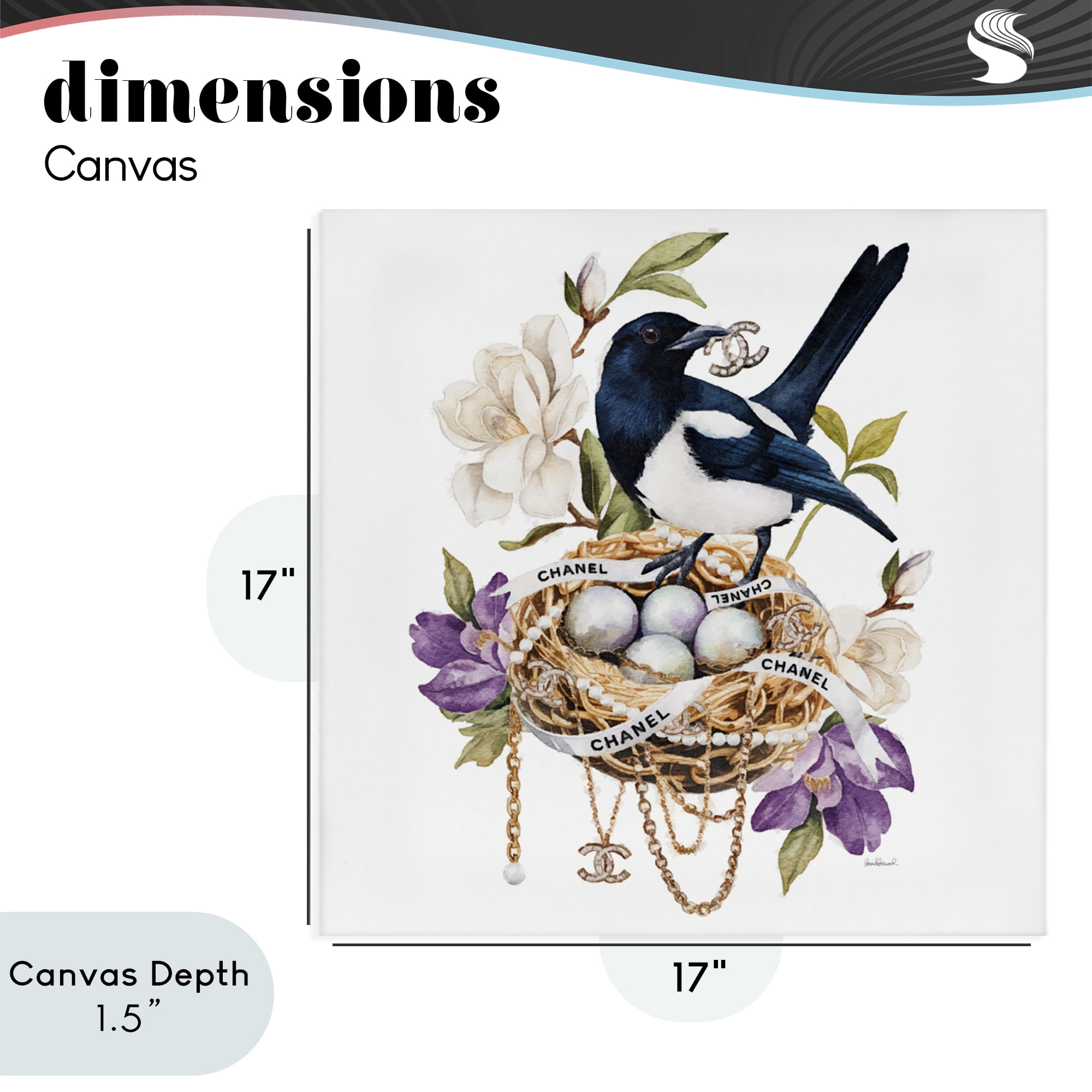 Stupell Industries Glam Birds Nest Magnolia Canvas Wall Art, design by Amanda Greenwood