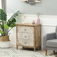thumbnail image 4 of LuxenHome 3-Drawer 28.2" H x 25.2" W Natural Wood White Floral Accent Chest, 4 of 10