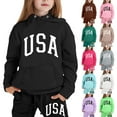 thumbnail image 5 of lnmuld Winter Outfits 2 Piece Stylish Kids Long Sleeve Letter Print Hoodie and Pants Outfit Set for Girls Comfortable Casual Wear Solid Color Size:6-7 Years, 5 of 6