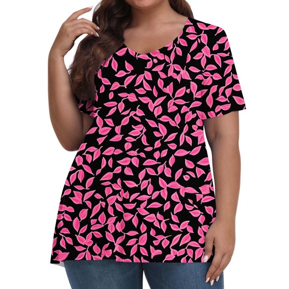 Plus Size 4X Women's Short Sleeve Tops Sale Under $10 Summer Casual Loose Print Blouse