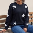 thumbnail image 5 of Maplenight Sweaters for Women Star Print Crew Neck Knit Pullover Long Sleeve Drop Shoulder Loose Fit Casual Fall Sweater, 5 of 7