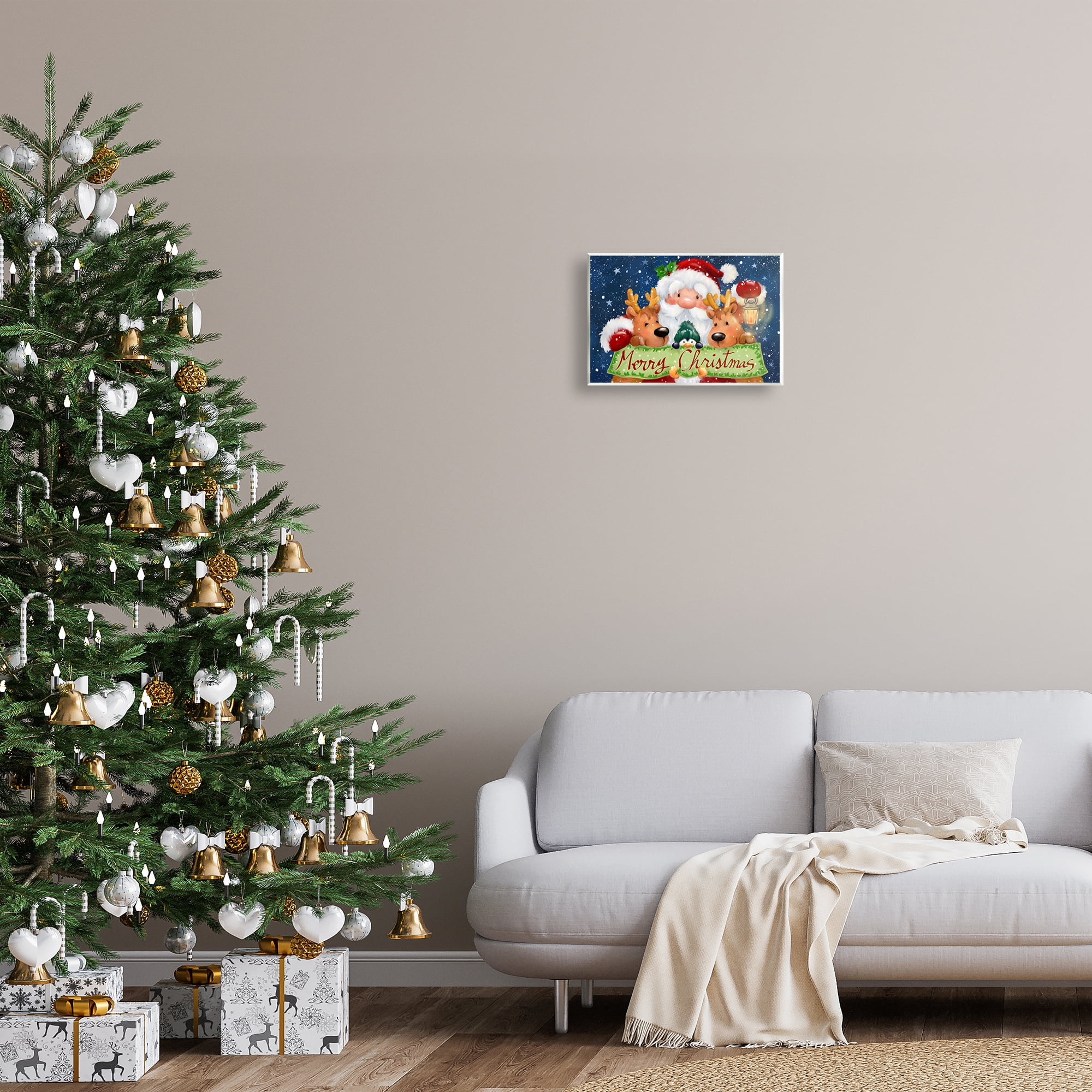 Stupell Industries Santa with Lantern Christmas Holiday Painting Unframed Art Prints Wall Art, 15 x 10