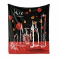 thumbnail image 1 of Wine Soft Flannel Fleece Throw Blanket, Scribbled Drawings of Wine Bottles Decanter Pitcher and Jar with Abstract Florals, Cozy Plush for Indoor and Outdoor Use, 50" x 60", Multicolor, by Ambesonne, 1 of 6