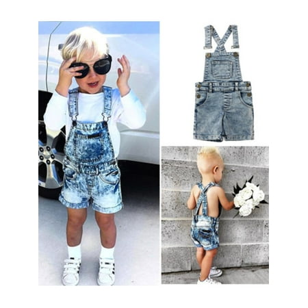 

Thaisu Kids Toddler Baby Boys Girls Jean Shorts Deinm Bib Pants Overalls Romper Outfits Summer Clothes