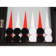 Silverman & Co. 16-inch Premium Backgammon Set - Medium - Black/Scarlet Red
