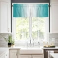 thumbnail image 3 of Kitchen Curtains Set, Teal Ombre Kitchen Curtains and Valances Set, Farmhouse Turquoise Gradient Aesthetics Rod Pocket Tier Curtains 24 Inch Length for Cafe/Bedroom Windows, 3 of 6