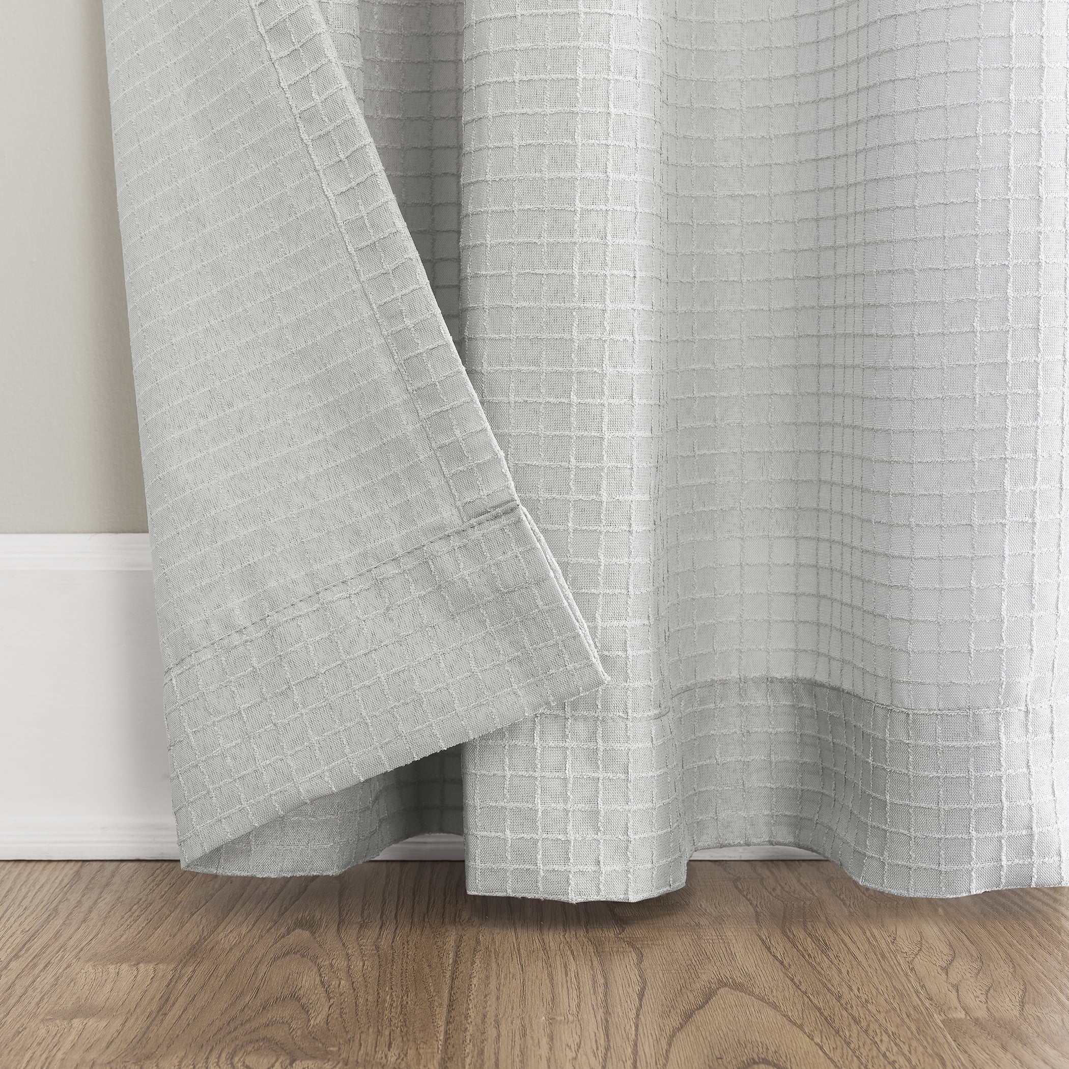 Mainstays Waffle Texture Semi-Sheer Curtain Panel Pair, Set of 2, Silver, 38"W x 84"L