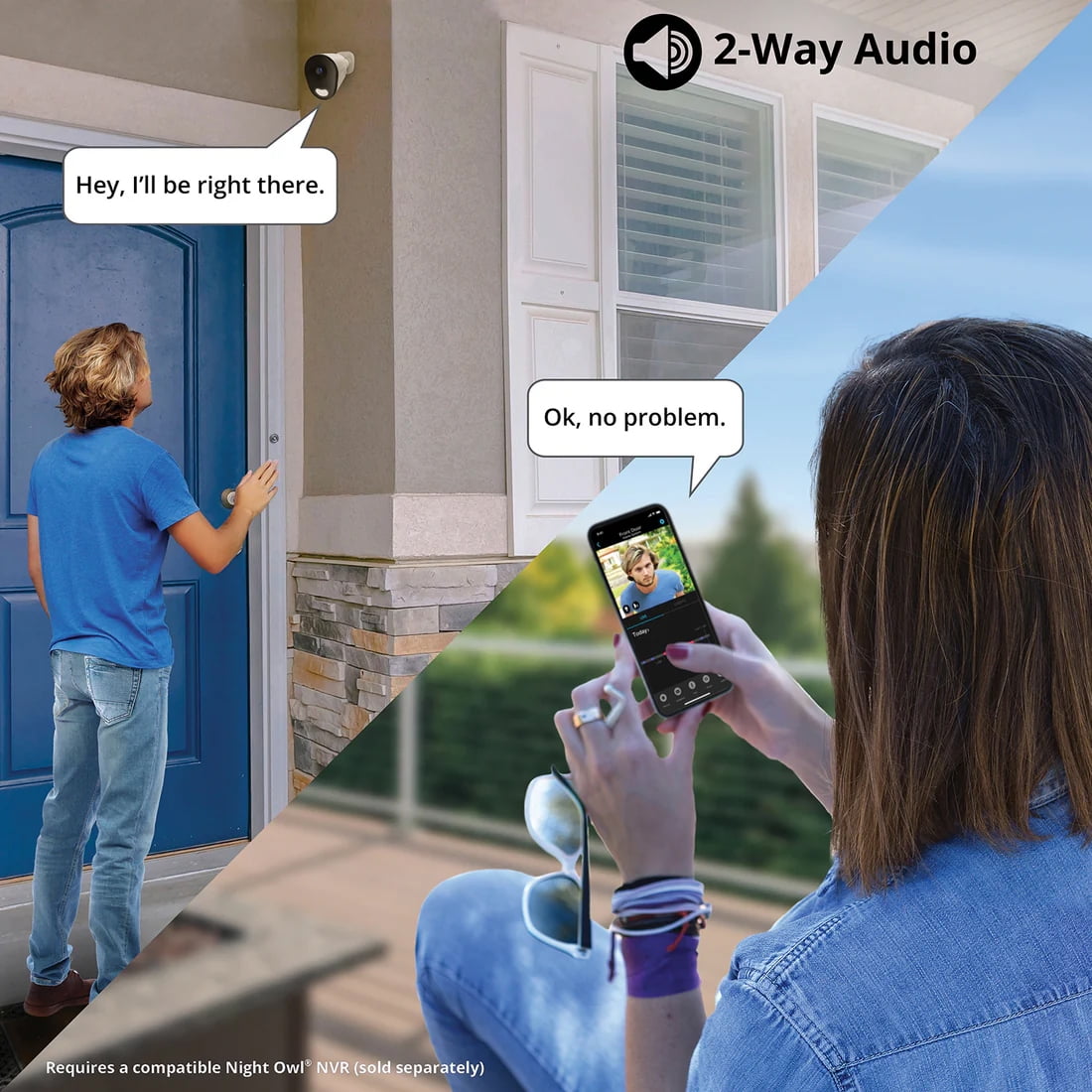 Night Owl Add On Wired IP 12MP Deterrence Camera with 2-Way Audio - 2 Pack - White