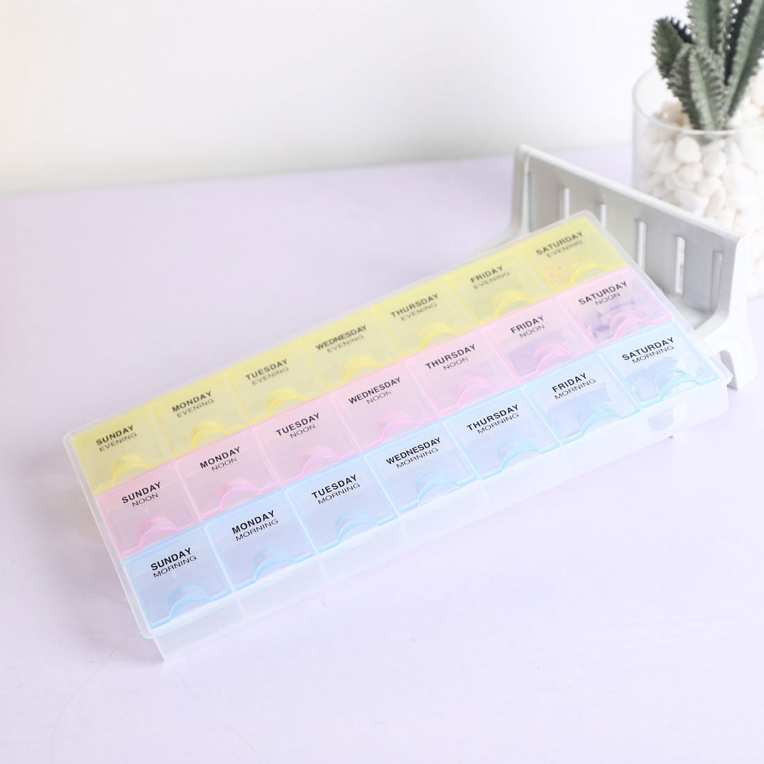 Unique Bargains AM NOON PM 7 Day Weekly  Pill Box Dispenser Holder Case