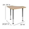 thumbnail image 6 of Emma + Oliver Triangular Natural Collaborative Adjustable Student Desk - Home and Classroom, 6 of 13
