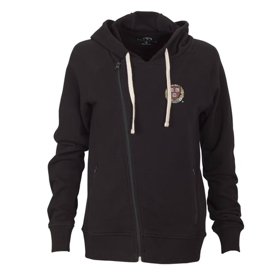 Women's Black Harvard Crimson Fleece Moto Jacket