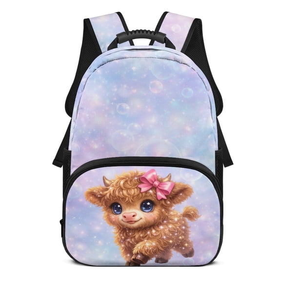 POLERO Zipper Backpack for Outdoor Activities Daily Use, Polyester Fabric Large Capacity Travel Ruckpack, Cute Floral Crown Owl Print