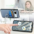 thumbnail image 4 of Carbon Fiber Patterned Case for Google Pixel 7A, Wallet case with [360°Rotation Ring Kickstand] Credit Card Holder,PU Leather Shockproof Cover Women Men for Google Pixel 7A, Blue, 4 of 8