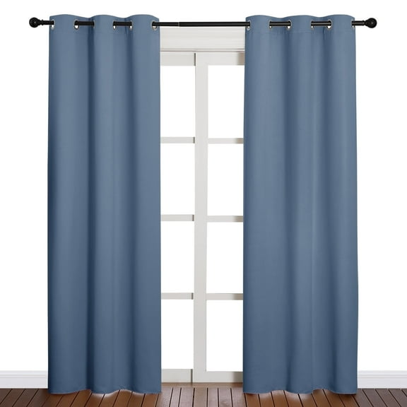 NICETOWN Stone Blue Blackout Curtains Set of 2, W55 x L78 - Stone Blue Blackout Curtains 78 inches Long for French Door