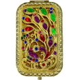 thumbnail image 1 of ZHU YU CHUN 1PC Vintage Lateral Tail Peacock Pattern Cosmetic Makeup Pocket Purse Magnification Jewel Mirror （Rectangle）, 1 of 3