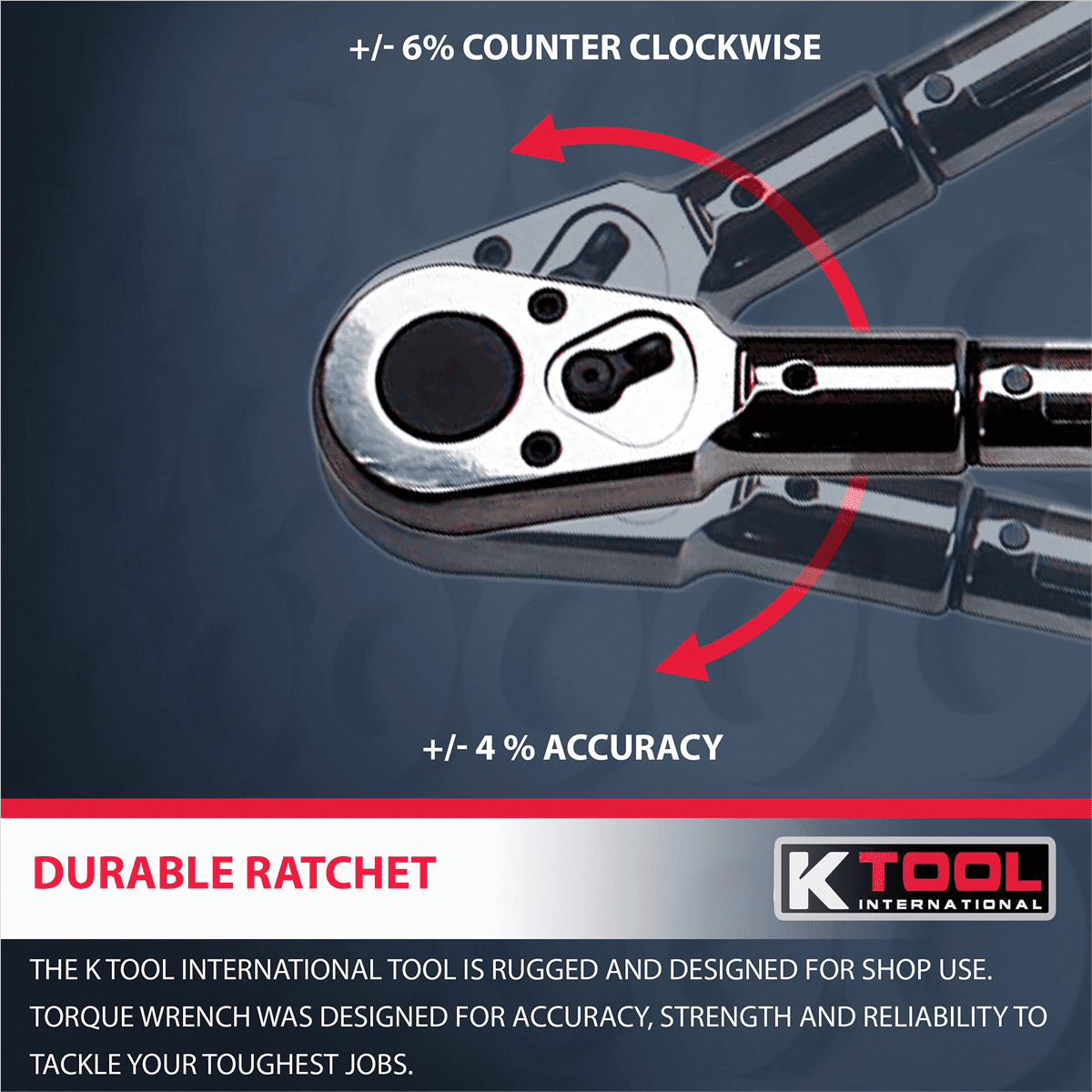 K-Tool 72176A 3/4" Drive 41" Long Adj Torque Wrench, 100-600 ft/lb