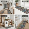 thumbnail image 5 of Brown Traditional Tile Pattern Kitchen Rugs Sets Of 3,Kitchen Runner Rugs Non Skid Washable,Decorative Kitchen Floor Mats for Kitchen,Sink,Laundry,17"x30"+ 17"x47" + 17"x59", 5 of 6