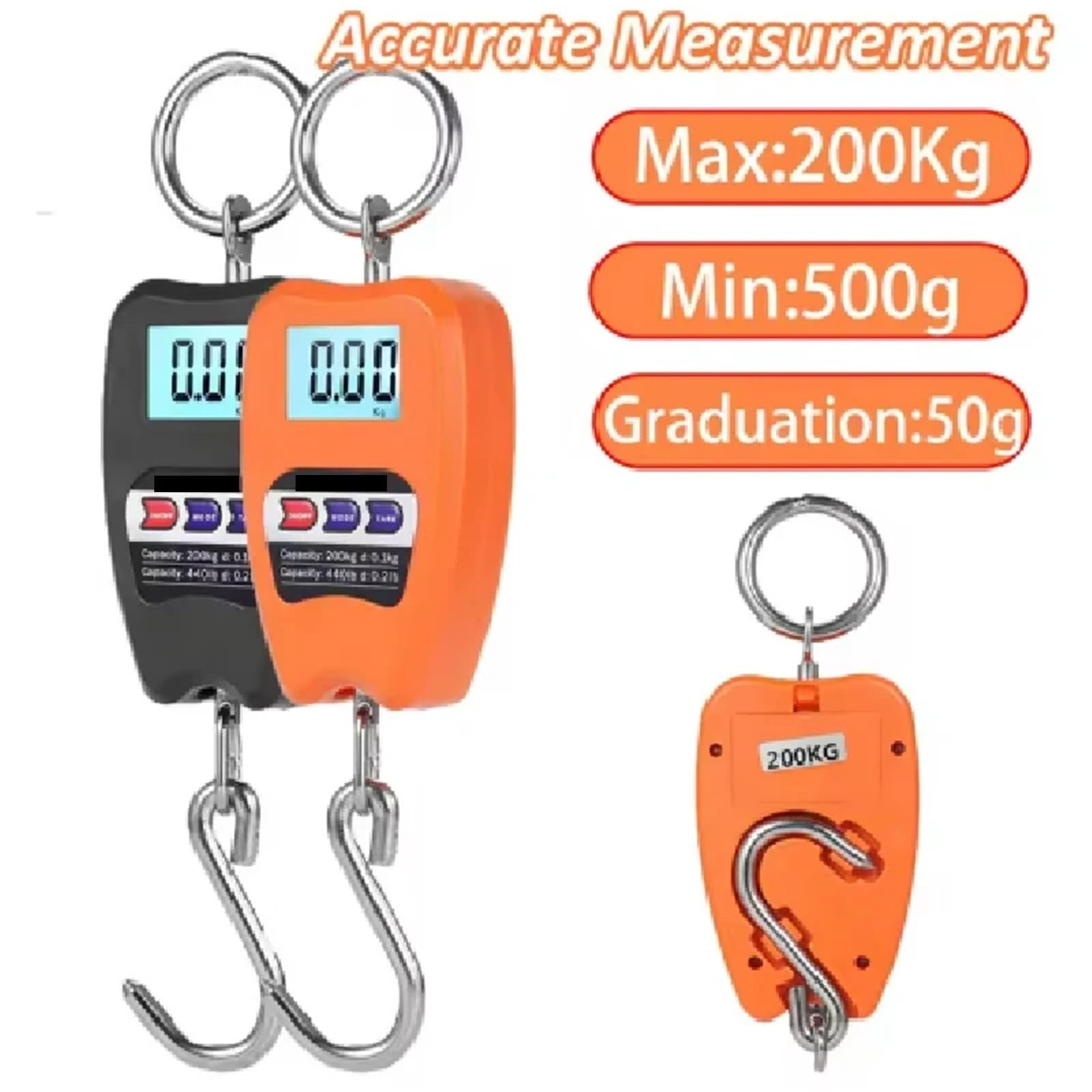 200kg/440lb Crane Scale Digital Hanging Scale Heavy Duty Hanging Hook Scales ,Multiple Functions