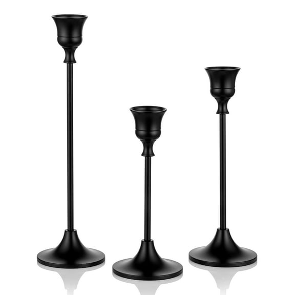 Candlestick Holder Matte Black Candle Holder Set of 3 Decorative Candle Holder for Taper Candle for Fireplace Mantel Dinning Table Home Decorations Black 1 Set