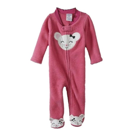 Infant Girls Hot Pink Plush Mouse Sleeper Baby Sleep Play Footie