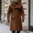 thumbnail image 5 of Hulanddfd Men's Faux Leather Trench Coat Hooded Zip Up Long Windbreaker Casual Fall Winter Outerwear, 5 of 8