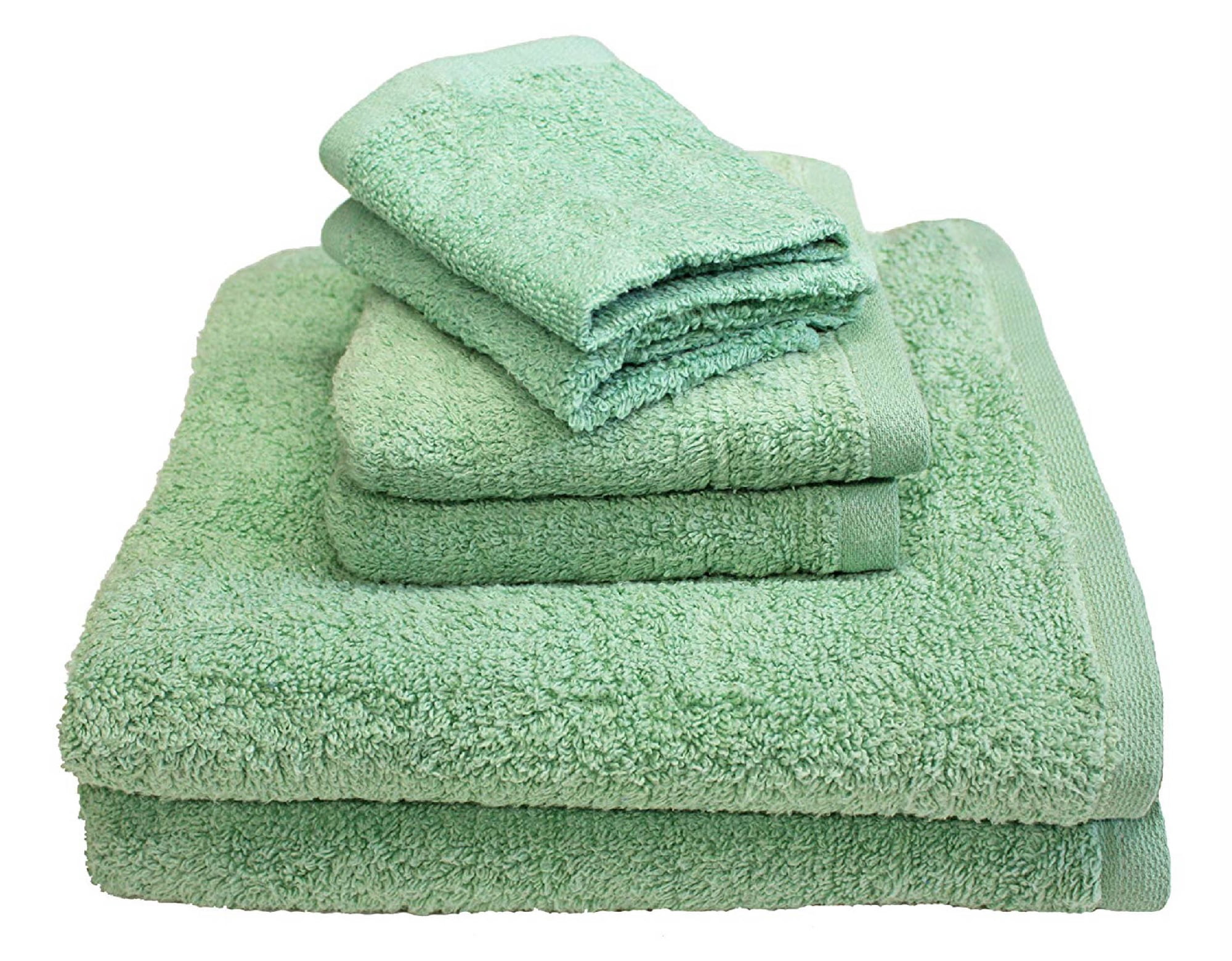 Set of 6 Green Bath Towels 52"