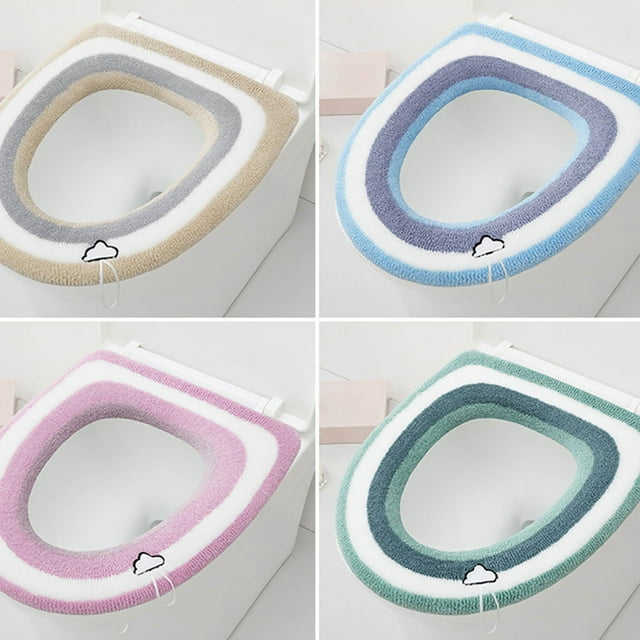 Funda del asiento del inodoro Cojín Fibra acrílica invernal blanda engrosada – 42x37cm Lavable Cálido Asiento de inodoro Alta flexibilidad Duradero Ajuste universal Doméstico Resistente a los olores