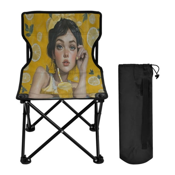 WOBOGO Lemonade Lass Camping Chair Convenient Four Corner Backrest Folding Stool Can Hold Up to 220lbs