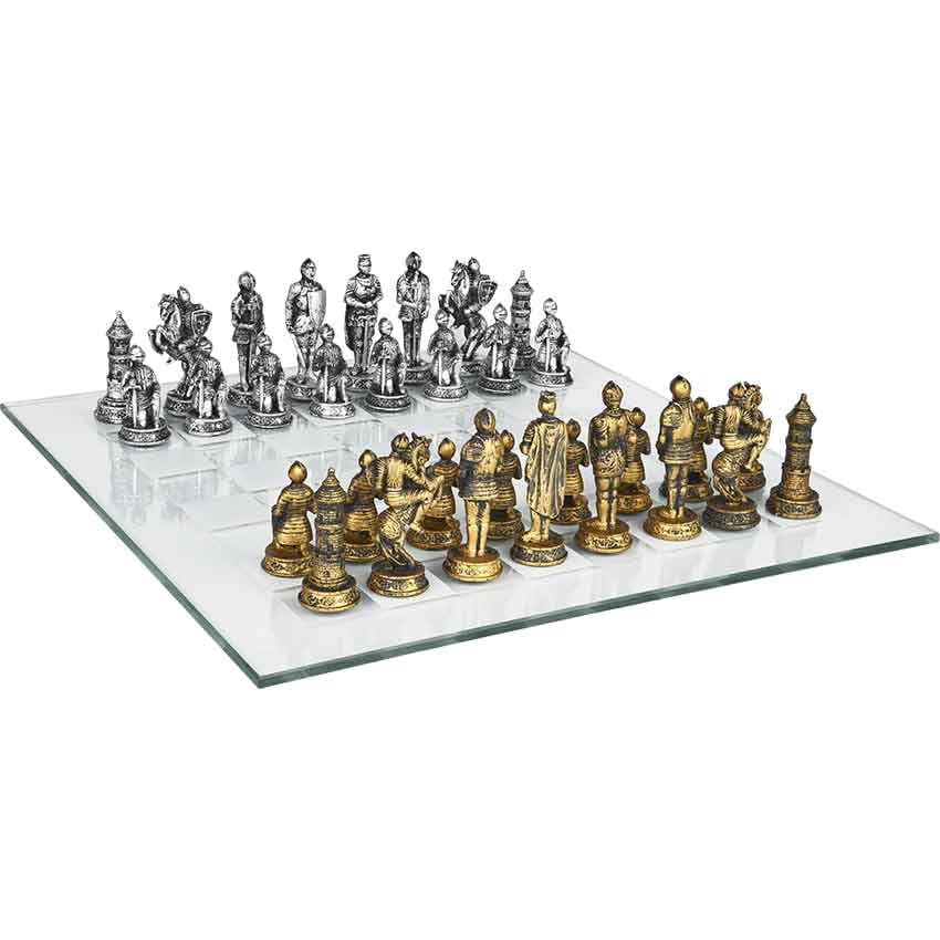 Brand New Silver & Brass Color Molded Metal Ancient Egyptian Chess Figures 