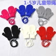 thumbnail image 6 of JAHH Toddler Kids Children Winter Warm Solid Knitted Cute With String Gloves Baby Boys Girls Thick Fleece Lined Full Finger Ski Snow Gloves Mittens, 6 of 9