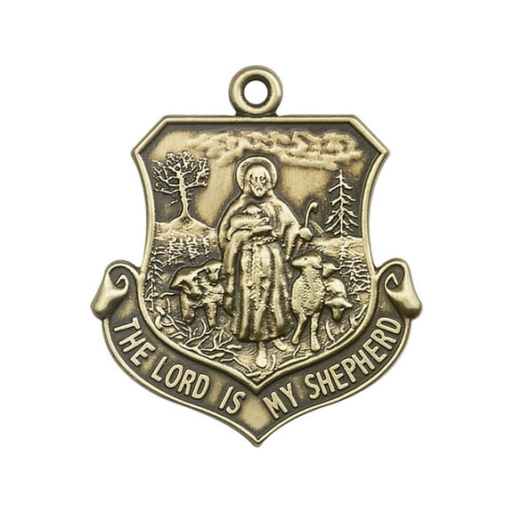 Antique Gold-Plated Lord Is My Shepherd Keychain 1 5/8 x 1 3/8 inches