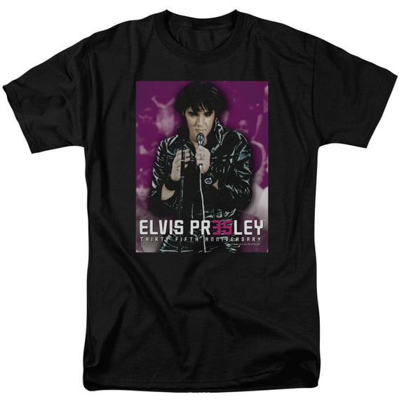 Elvis Presley 35 Leather 18/1 T-Shirt Black