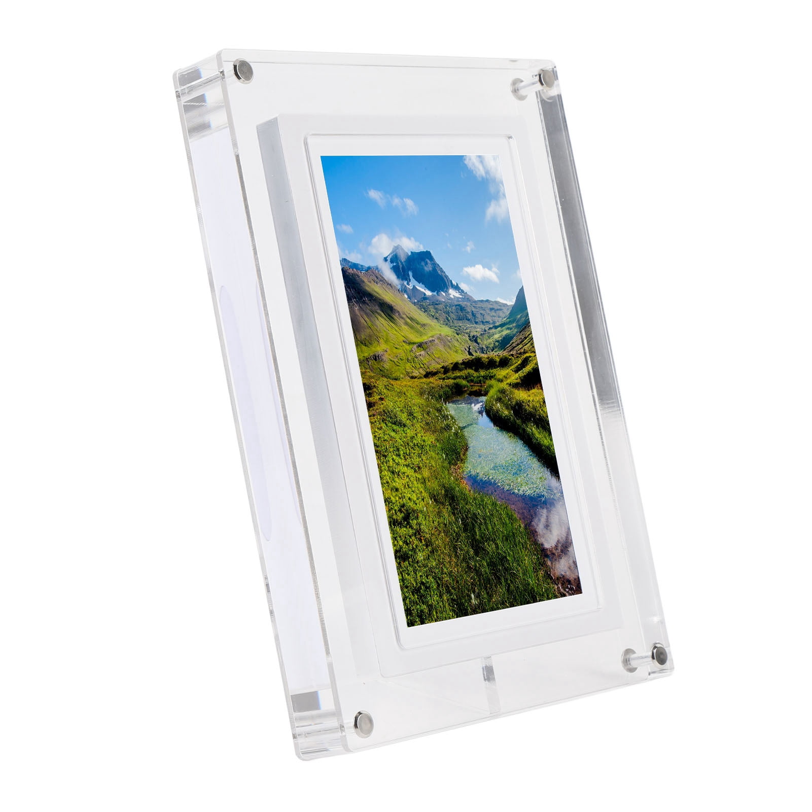 Led Photo Frame Rotating Acrylic Digital Video Frame, LED Colorful Light Auto Rotate 1024 X 600 ...